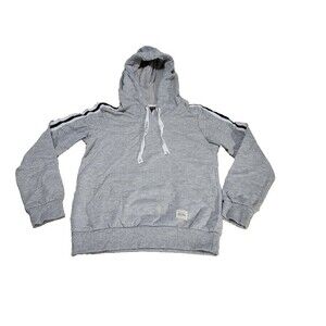 Couple TX Sweatshirt Hoodie Women's Sz Medium Grey Stripe Sleeve Kangaroo Pocket